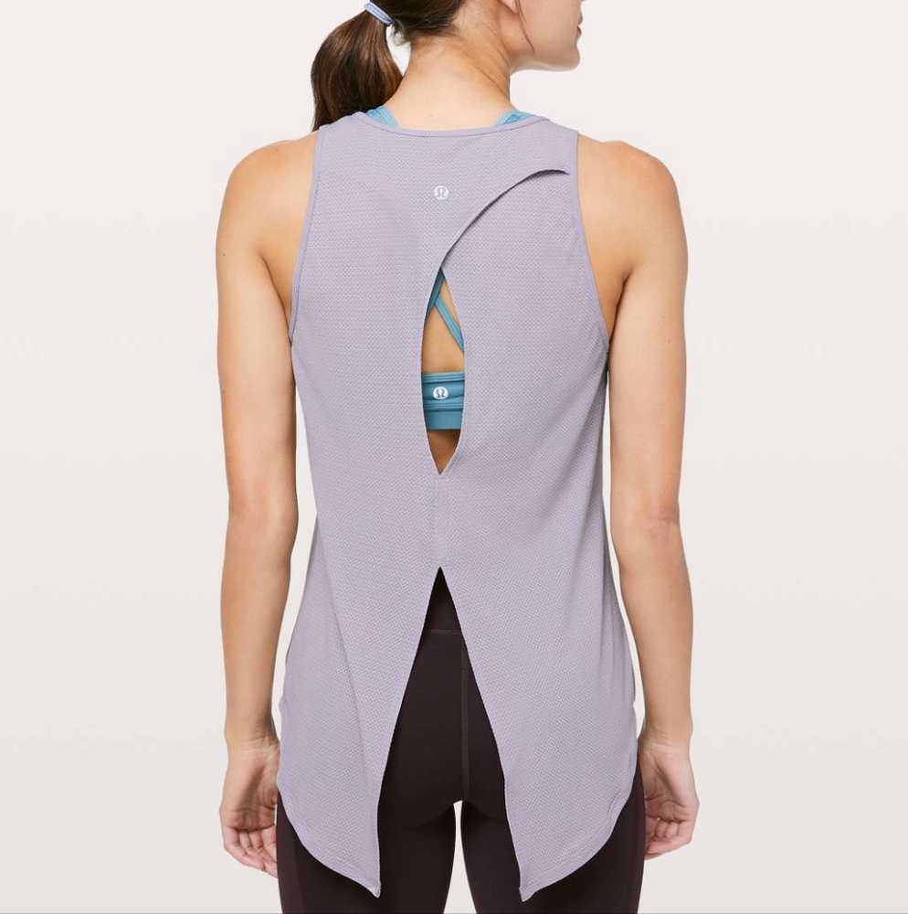 Lululemon open up purple tank